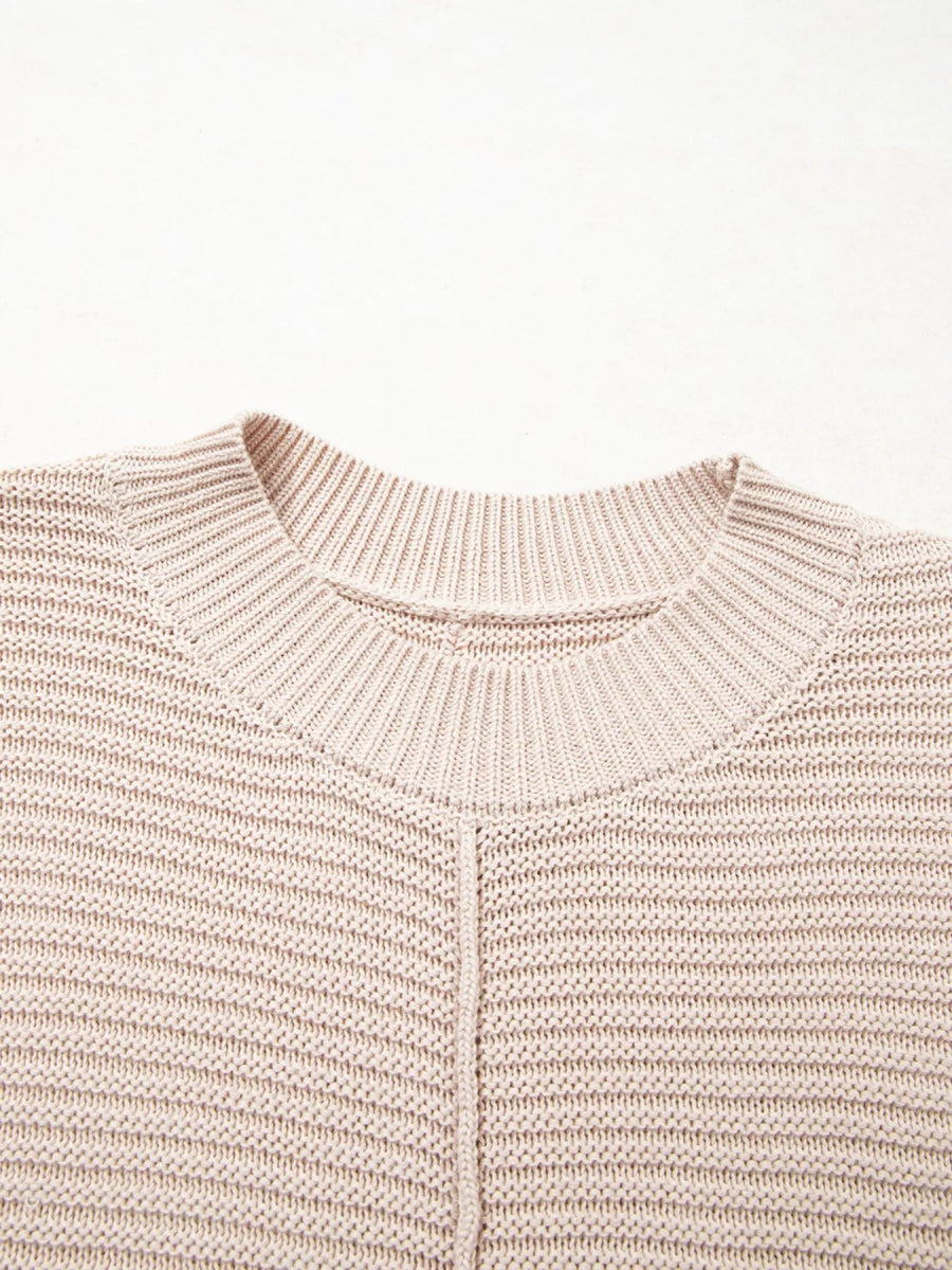 Texture Knitted Dropped Shoulder Sweater
