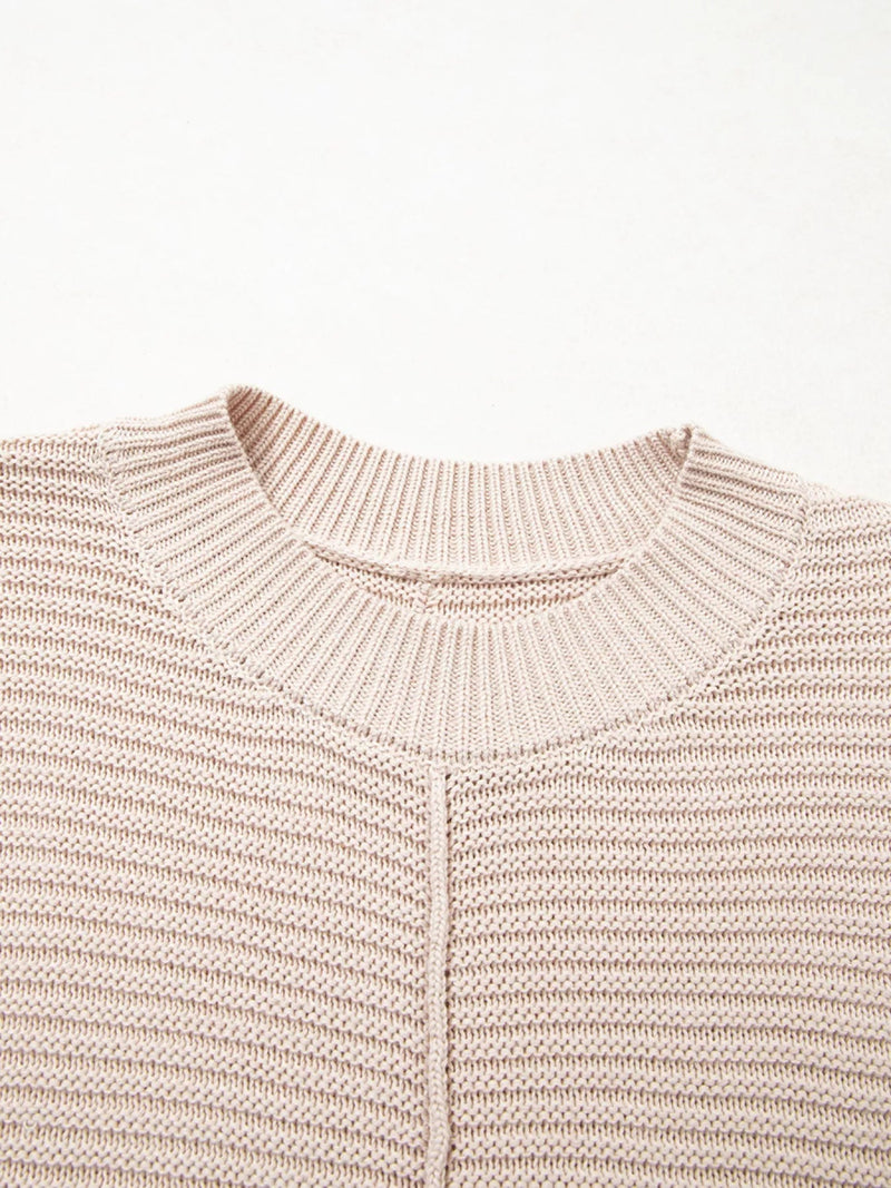 Texture Knitted Dropped Shoulder Sweater