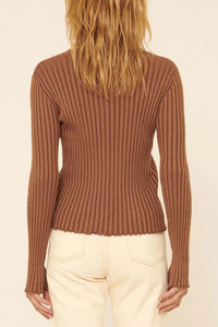 The Lila Self Button Ribbed Knit Sweater