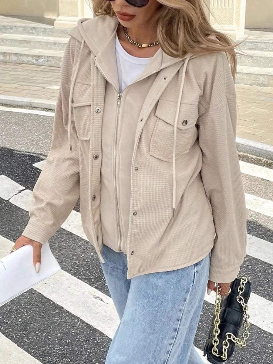 Thermal Knit Textured Hooded Jacket