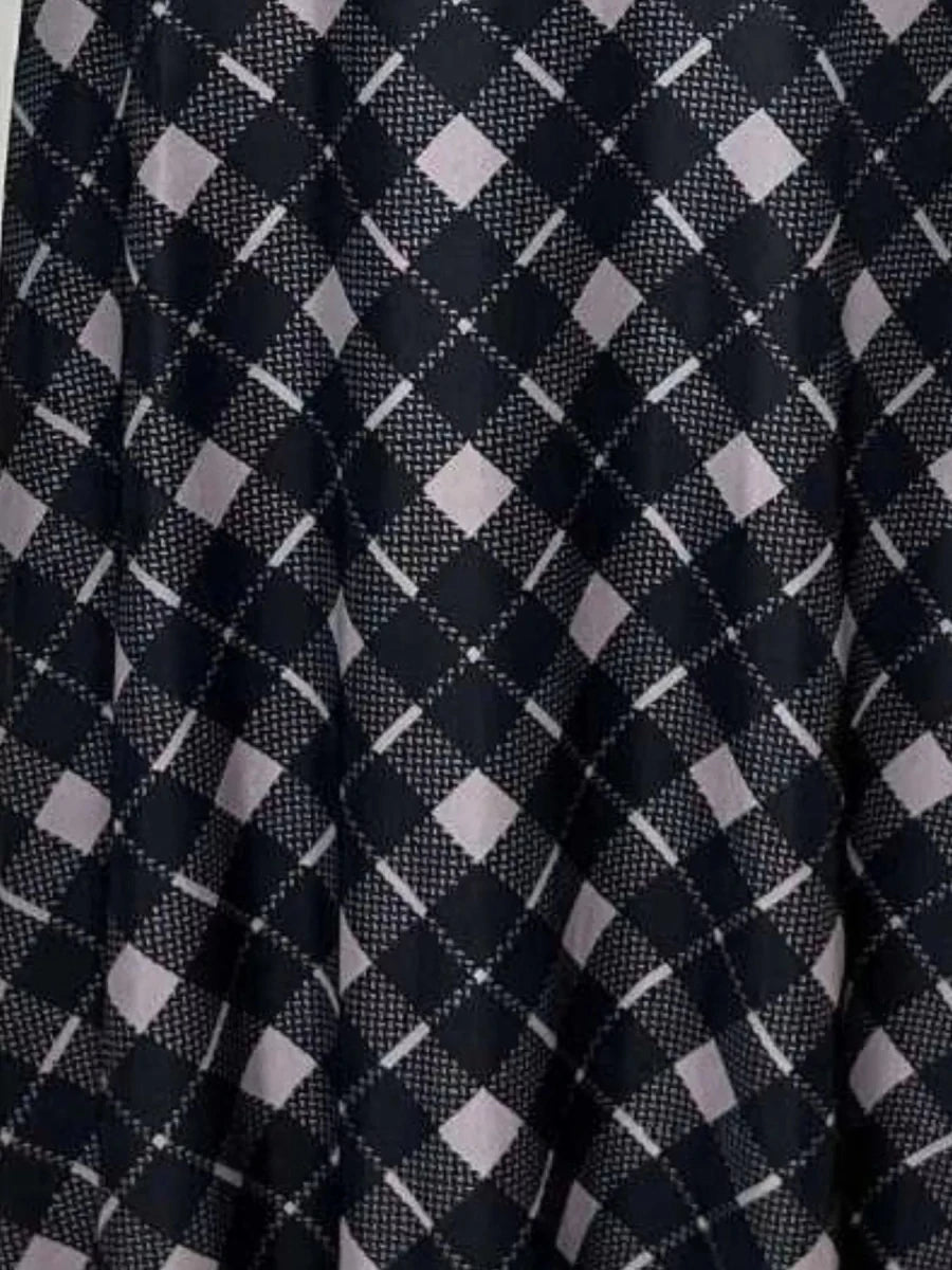 Tie Front Plaid Long Sleeve Dress