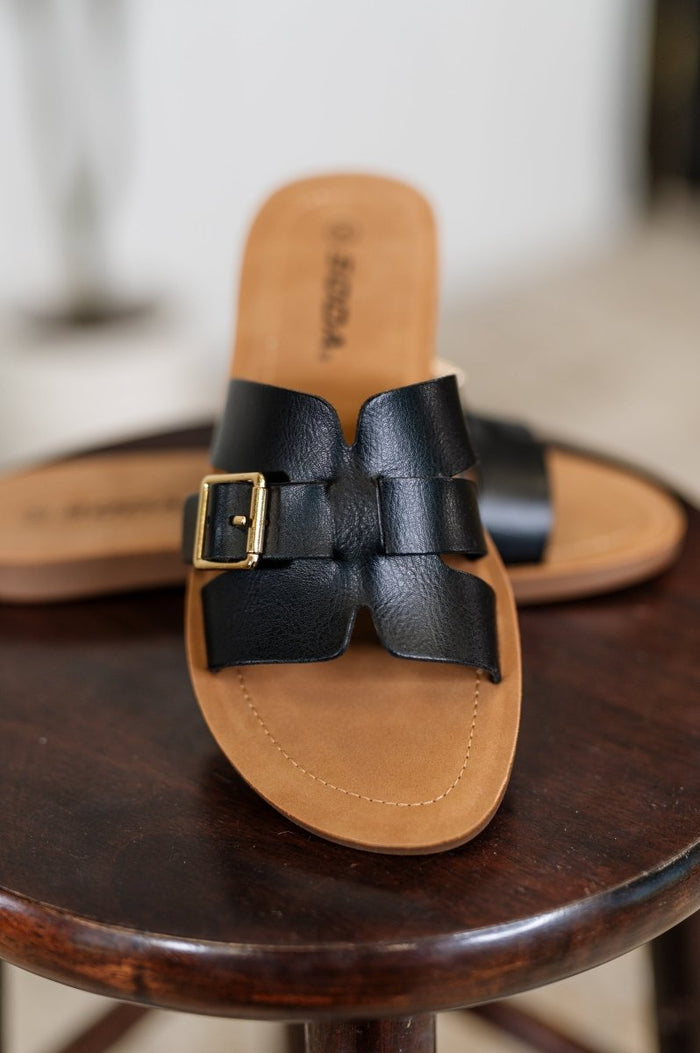 Torvi Black Slip on Sandals - Minnie's Treasure Boutique