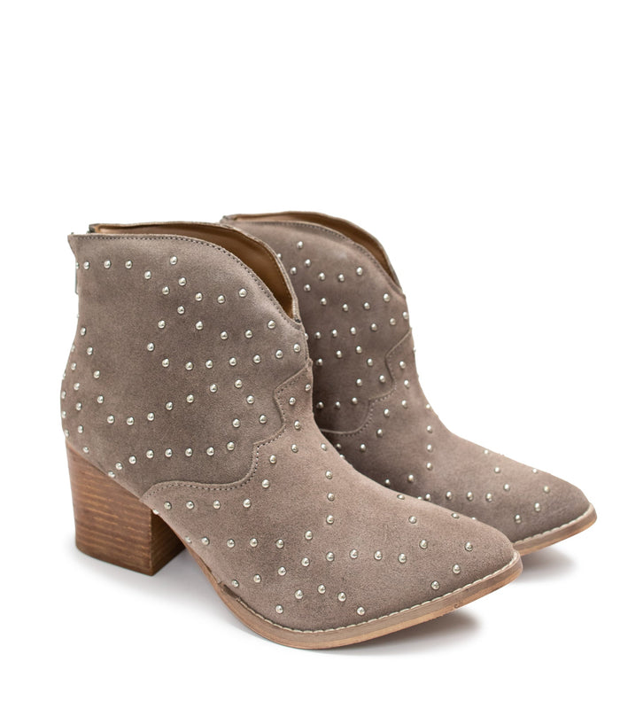 Twilight Studded Heeled Ankle Boot in TaupeMinnie's Treasure Boutique