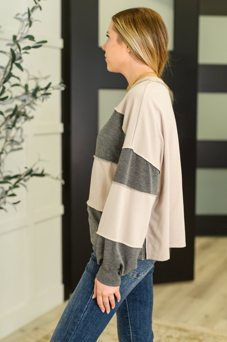 Two - Tone Take Drop Shoulder Top