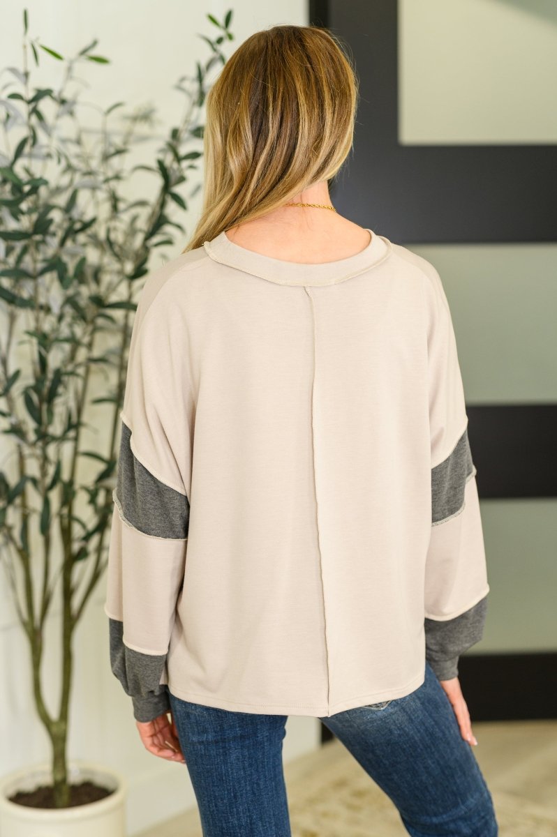 Two - Tone Take Drop Shoulder Top