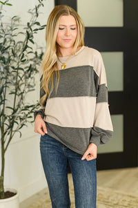 Two - Tone Take Drop Shoulder Top