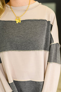 Two - Tone Take Drop Shoulder Top