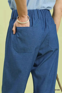 Umgee Denim Wide Leg Crop Pants with Front Pockets
