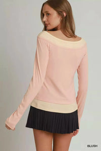 Umgee Layered Twofer Long Sleeve Top