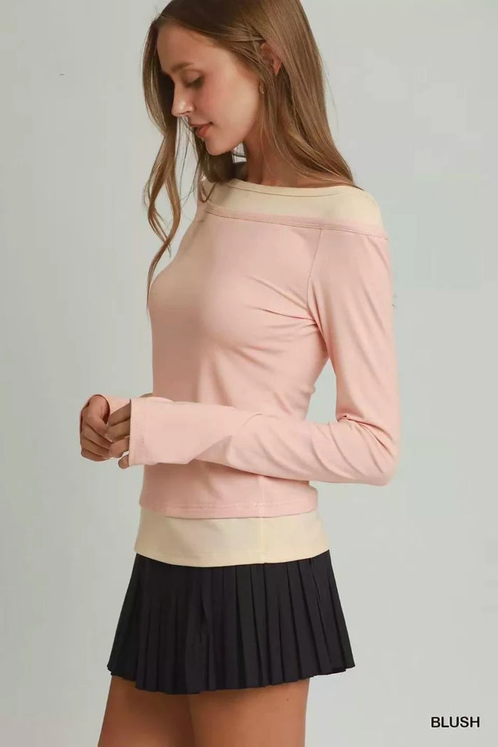 Umgee Layered Twofer Long Sleeve Top