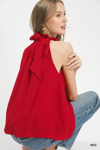 Umgee Tie - Neck Ruffle Halter Boho Top