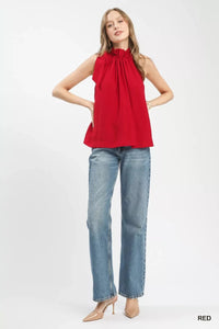 Umgee Tie - Neck Ruffle Halter Boho Top