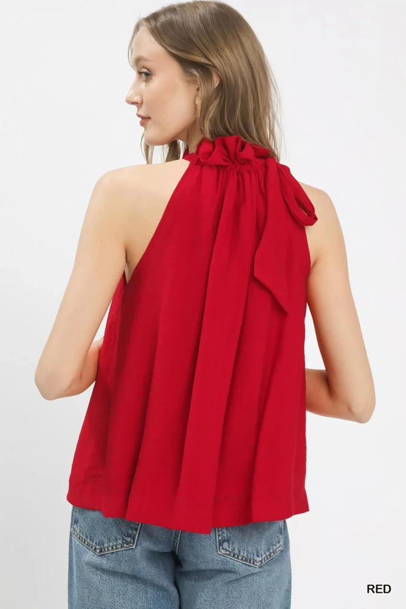 Umgee Tie - Neck Ruffle Halter Boho Top