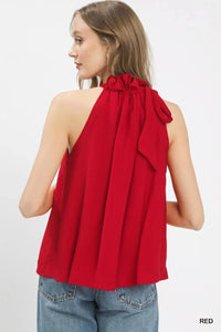 Umgee Tie - Neck Ruffle Halter Boho Top