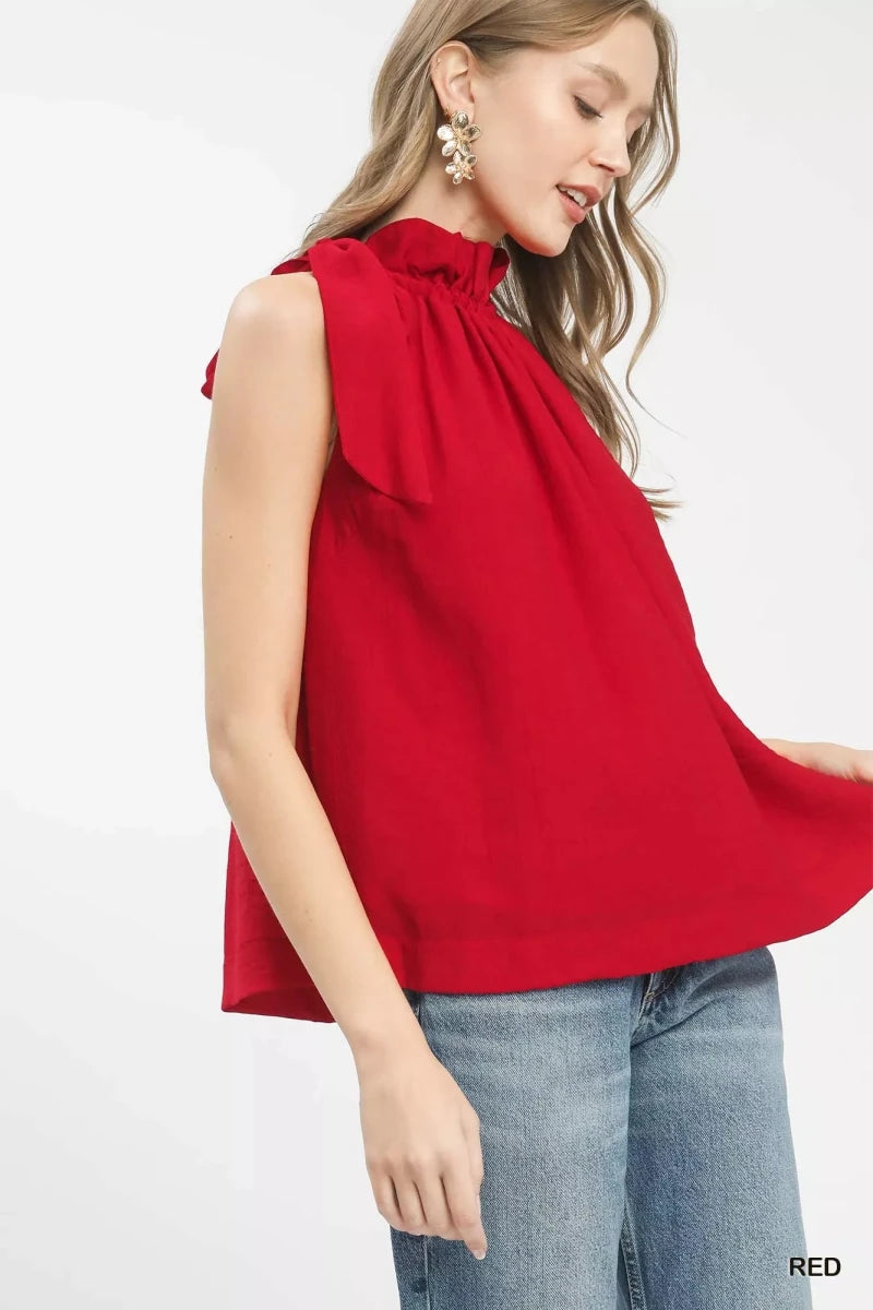 Umgee Tie - Neck Ruffle Halter Boho Top