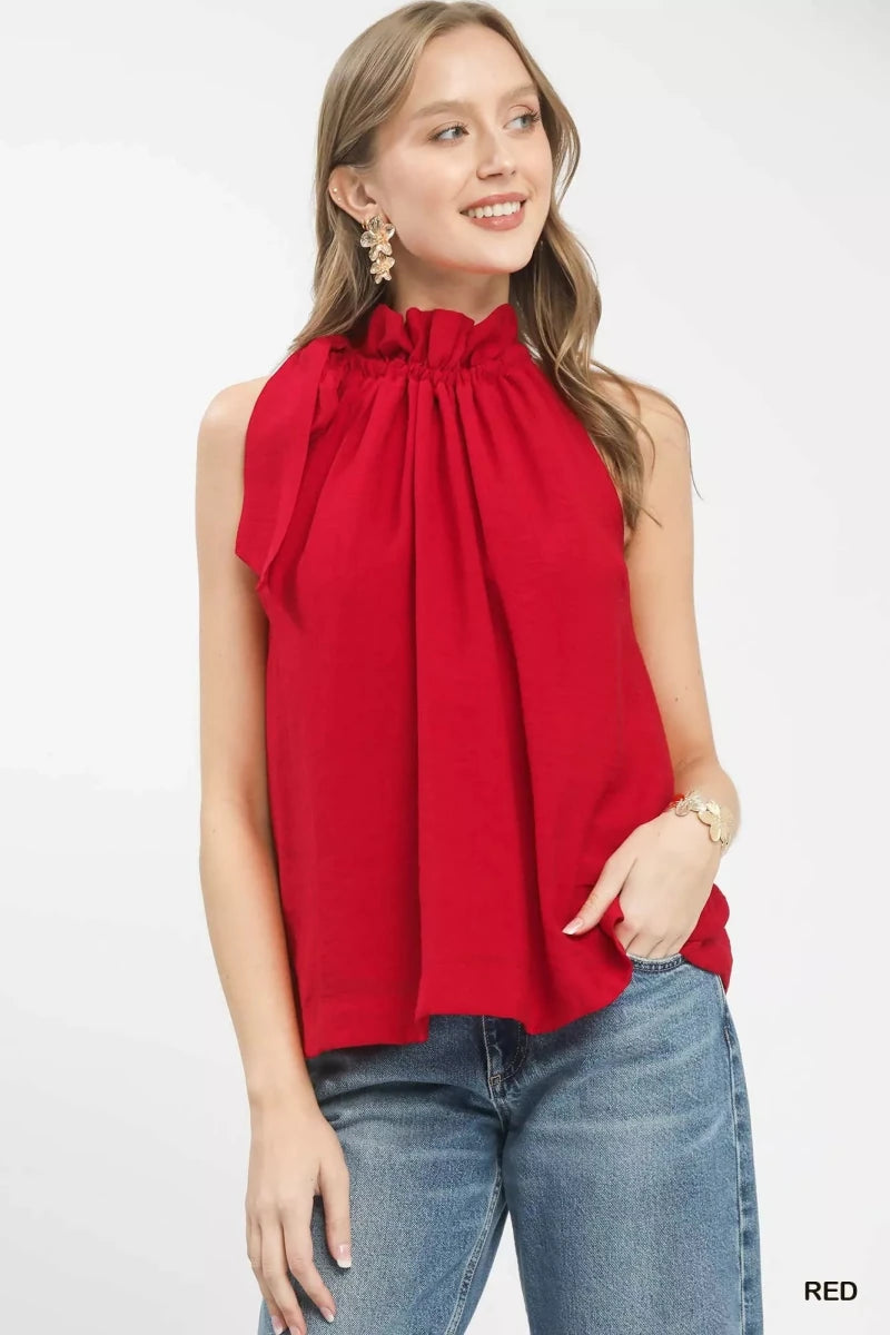 Umgee Tie - Neck Ruffle Halter Boho Top