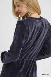 Umgee Velour Drawstring Mini Dress