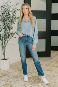 Urban Scooped Hi - Low Long Top - Blue Grey