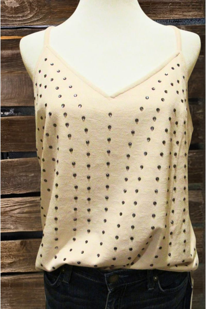 Vanilla Sky Studded Faux Suede Cami Top