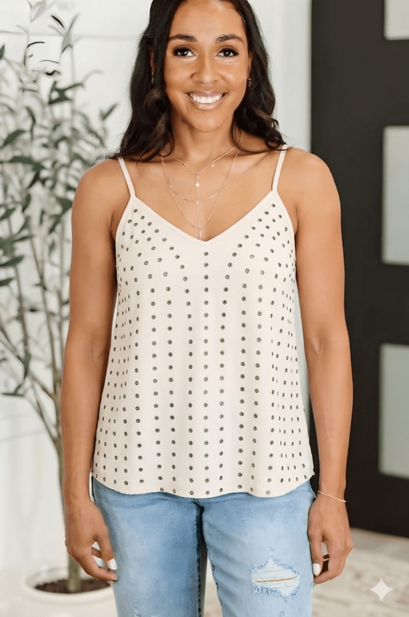 Vanilla Sky Studded Faux Suede Cami Top
