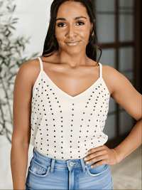 Vanilla Sky Studded Faux Suede Cami Top