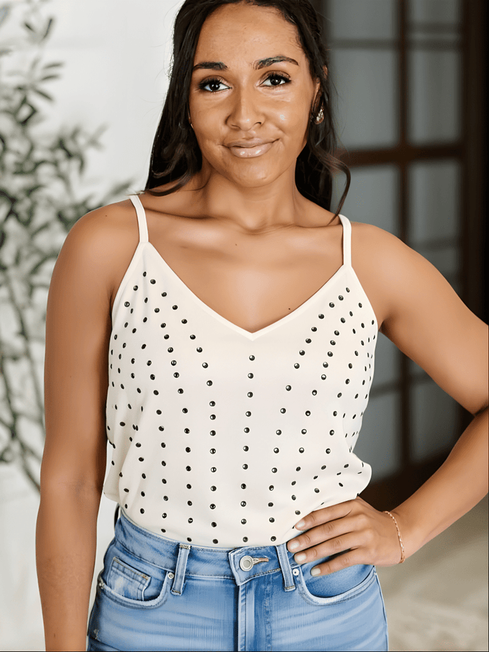 Vanilla Sky Studded Faux Suede Cami Top