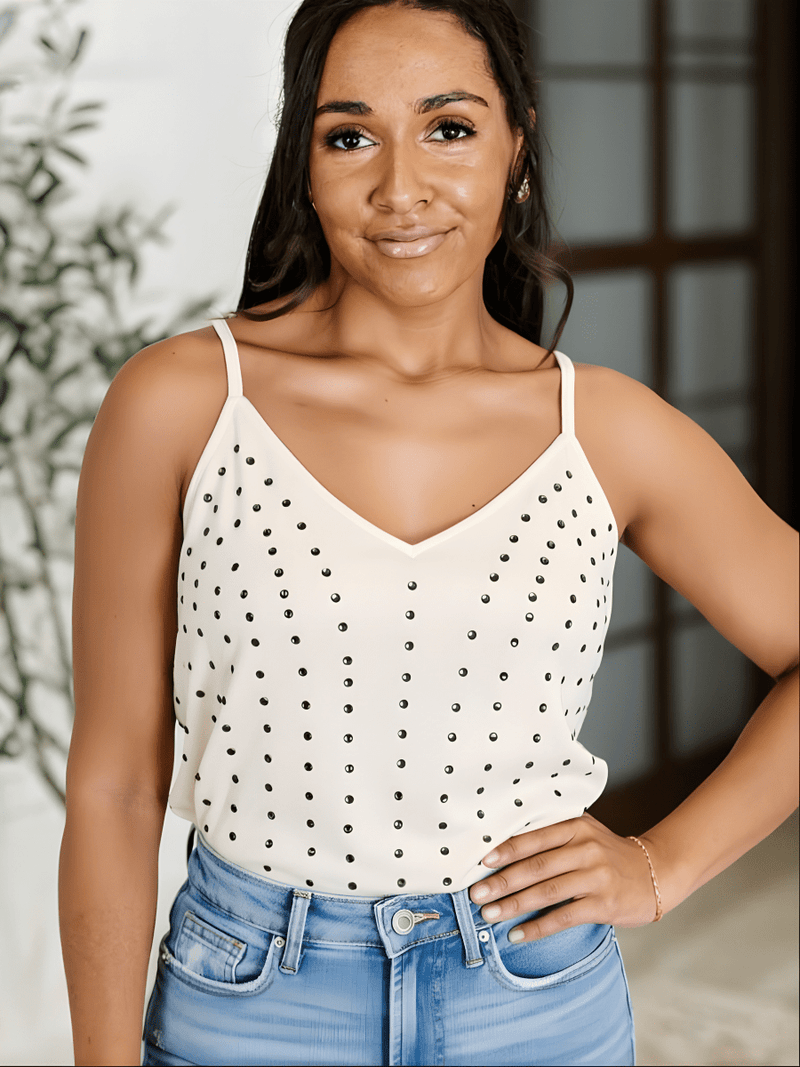 Vanilla Sky Studded Faux Suede Cami Top