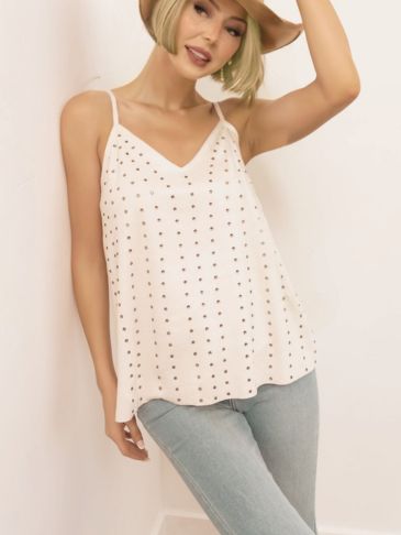 Vanilla Sky Studded Faux Suede Cami Top