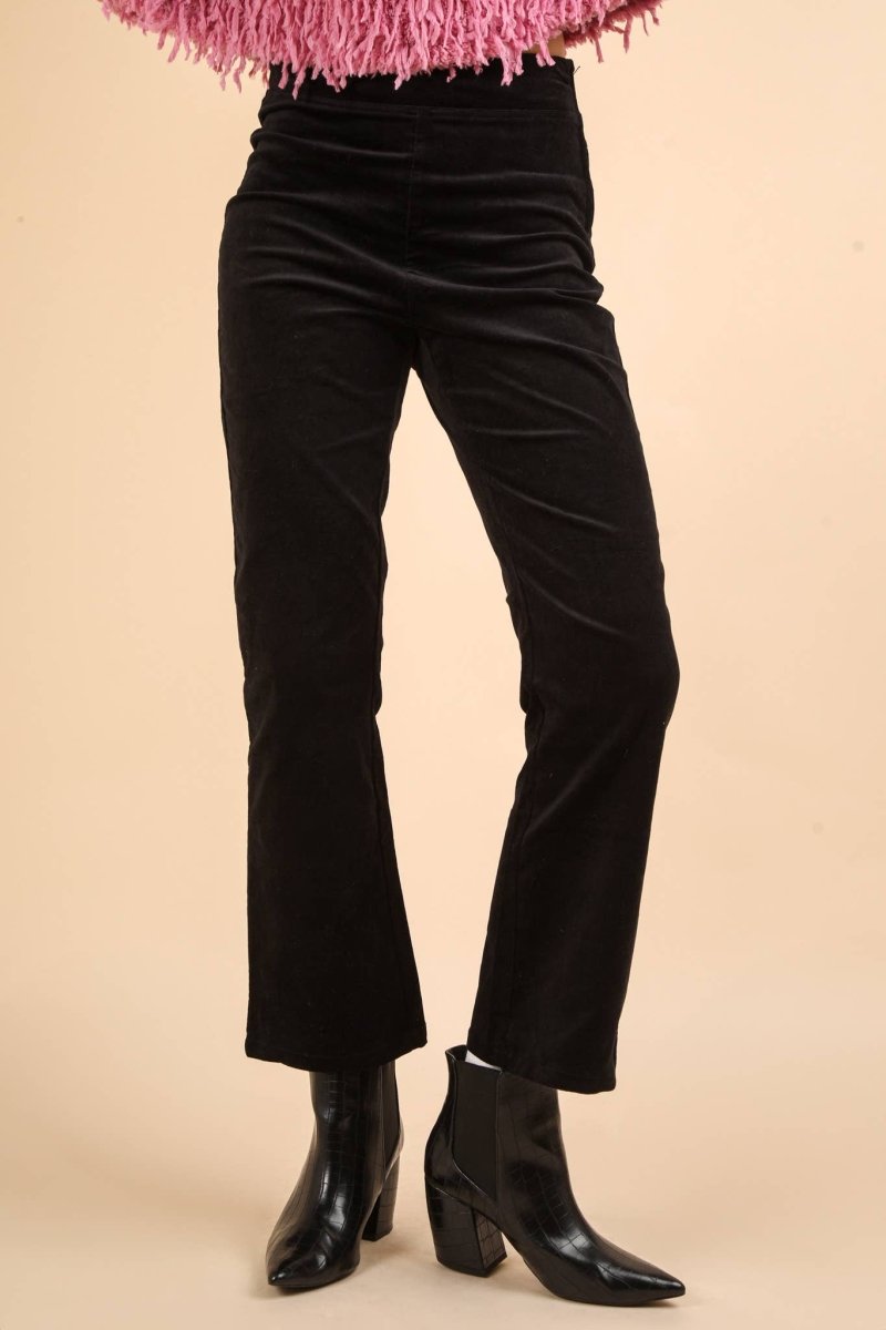 Velvet Bootcut Pants In Black