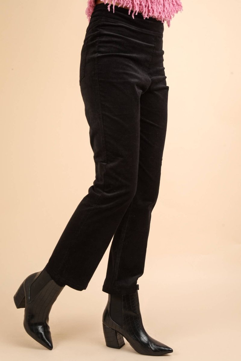 Velvet Bootcut Pants In Black