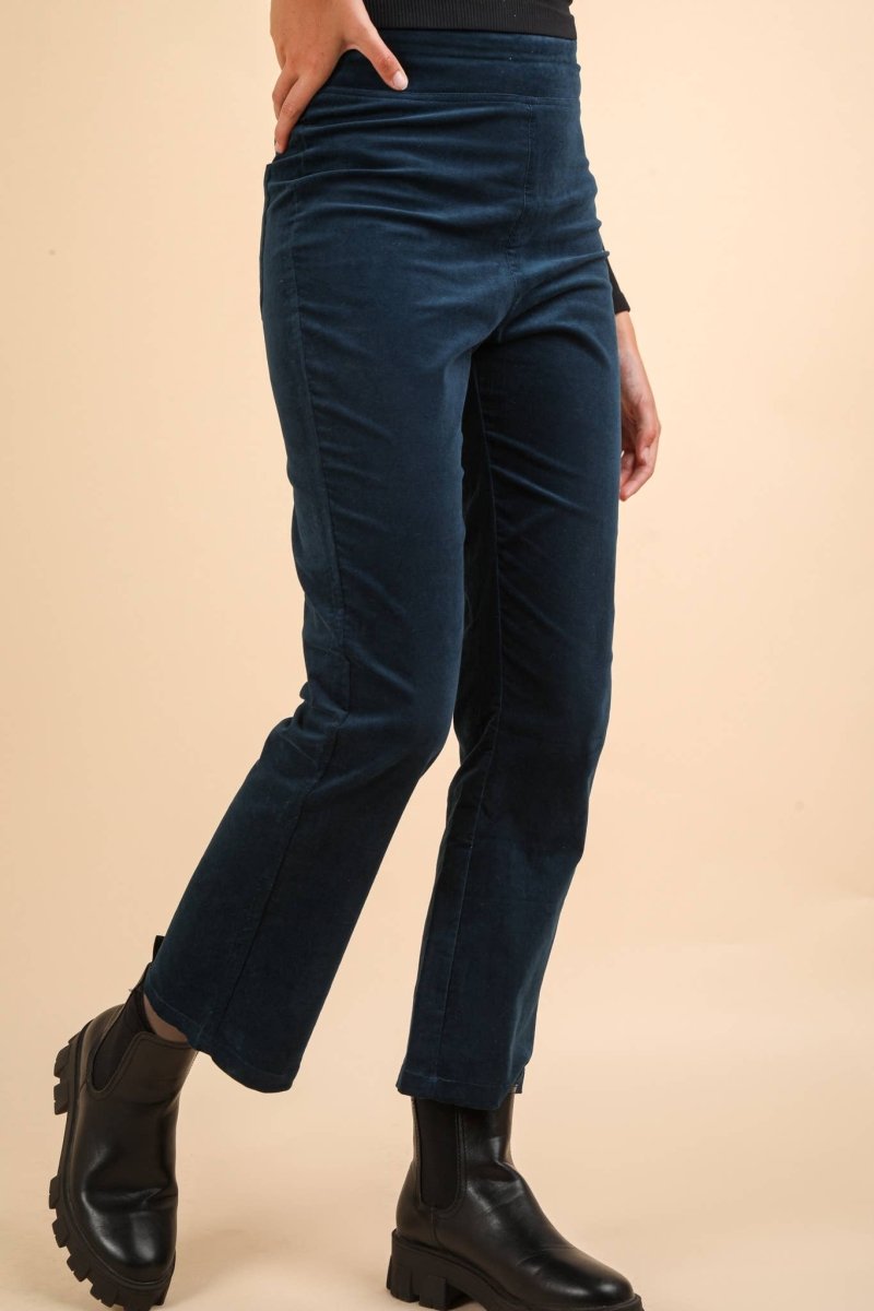 Velvet Bootcut Pants In Teal