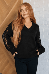 Verna Crochet Detail Sweater-Black