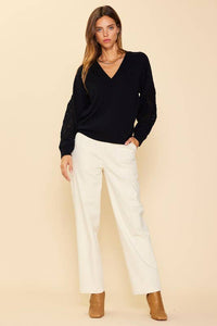Verna Crochet Detail Sweater - Black
