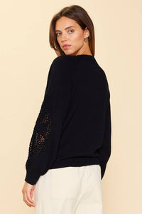 Verna Crochet Detail Sweater - Black