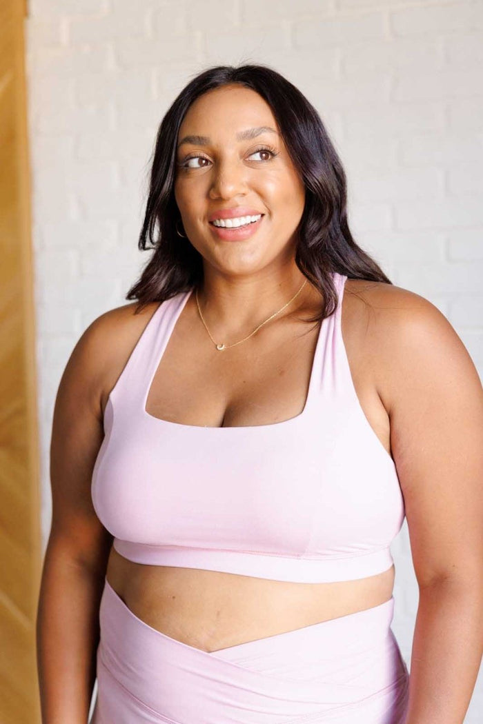 Working Out Cross Back Sports Bra in Mauve