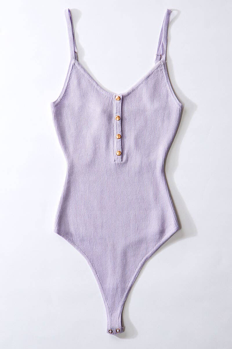It Feels Right Lilac Button-Front Sleeveless Bodysuit-Minnie's Treasure Boutique
