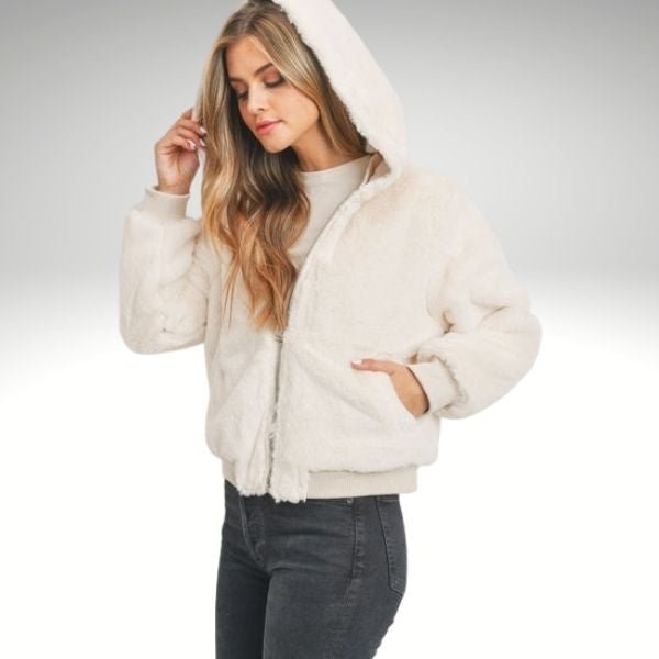 Ivory Reversible Woven Jacket With Sherpa Lining-Minnie's Treasure Boutique