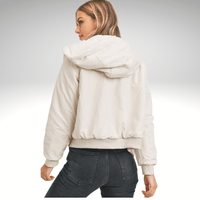Ivory Reversible Woven Jacket With Sherpa Lining-Minnie's Treasure Boutique