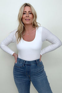 Fawnfit Ribbed Built-In Bra Long Sleeve Bodysuit-Minnie's Treasure Boutique