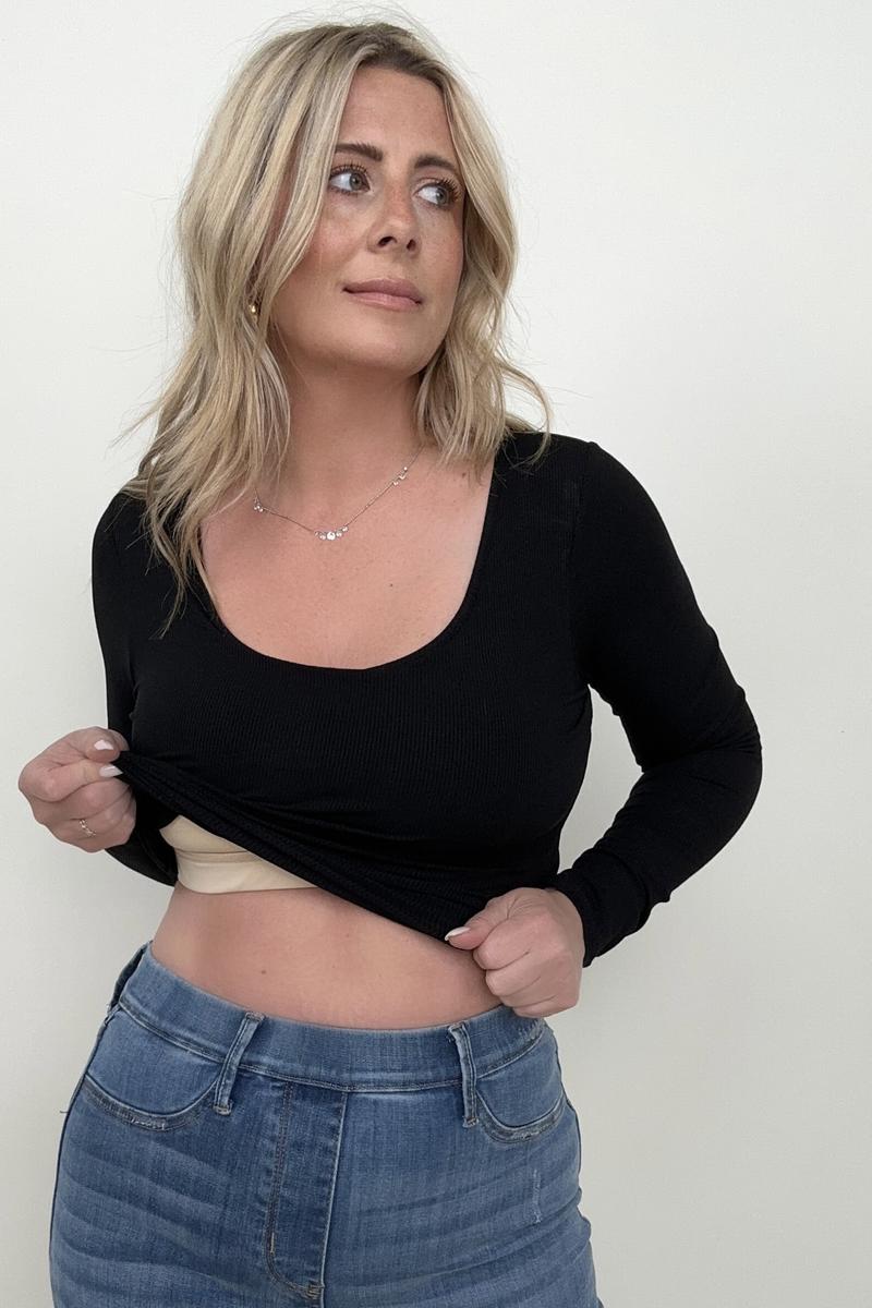 Fawnfit Ribbed Built-In Bra Long Sleeve Bodysuit-Minnie's Treasure Boutique