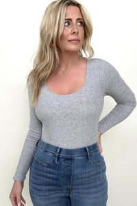 Fawnfit Ribbed Built-In Bra Long Sleeve Bodysuit-Minnie's Treasure Boutique