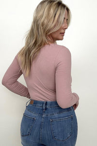 Fawnfit Ribbed Built-In Bra Long Sleeve Bodysuit-Minnie's Treasure Boutique