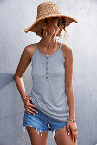 Half Button Gray Neck Top