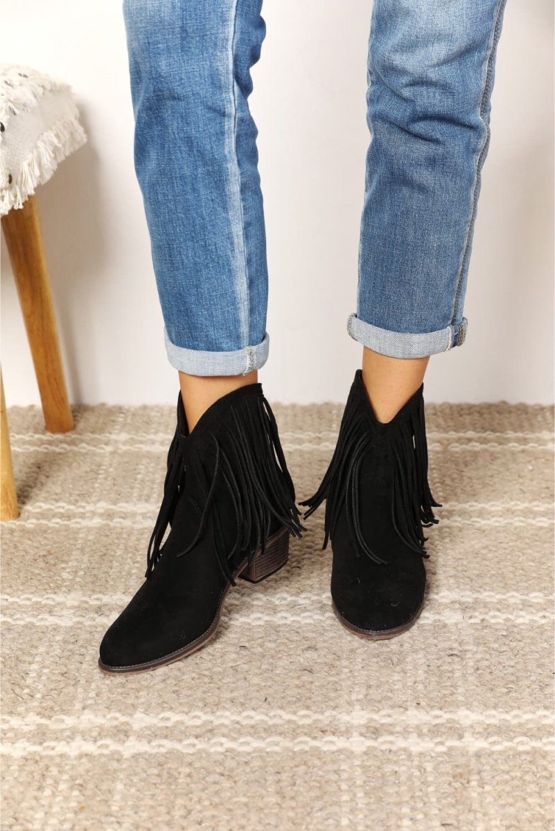 Legend Women's Fringe Cowboy Western Ankle Boots-Minnie's Treasure Boutique
