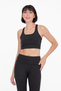 Melange Racerback Sports Bra With Curved Front Seam
