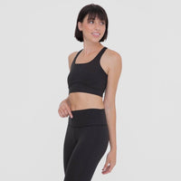 Melange Racerback Sports Bra With Curved Front Seam