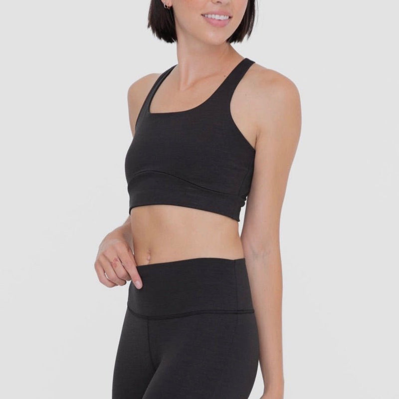 Melange Racerback Sports Bra With Curved Front Seam-Minnie's Treasure Boutique
