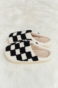Melody Checkered Print Plush Slide Slippers-Minnie's Treasure Boutique
