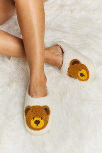 Melody Teddy Bear Print Plush Slide Slippers-Minnie's Treasure Boutique