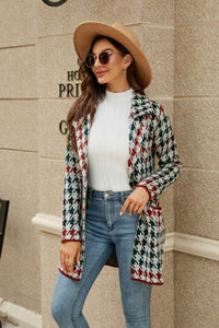 Open Front Lapel Collar Cardigan with Pockets